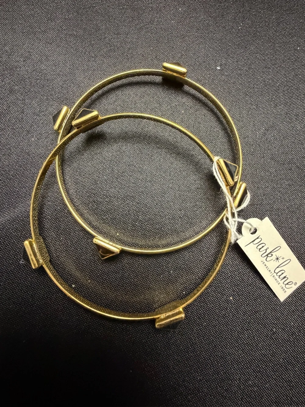 Park Lane Cairo Bracelets Set of 2 Gold Tone Black Enamel Bangles NWT